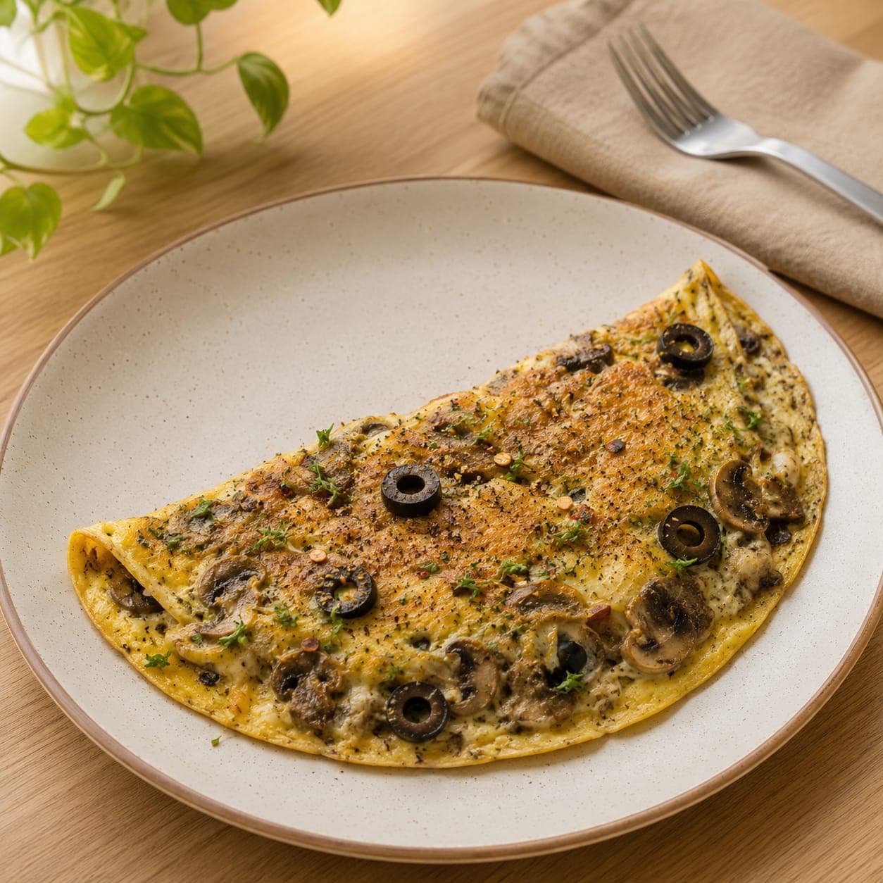 Mushroom & Black Pepper Omelette